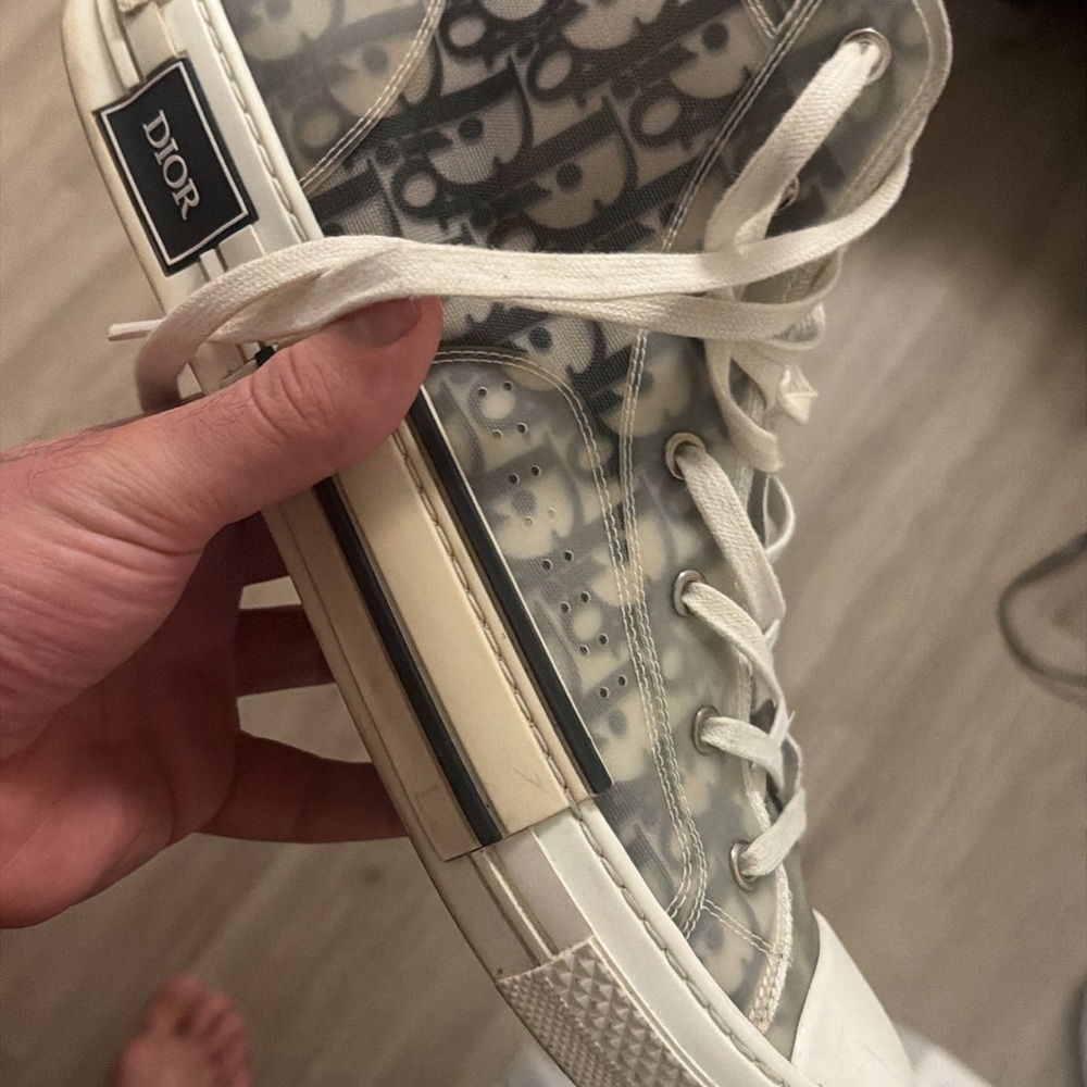 Dior Cream and Black High-Top Sneakers
